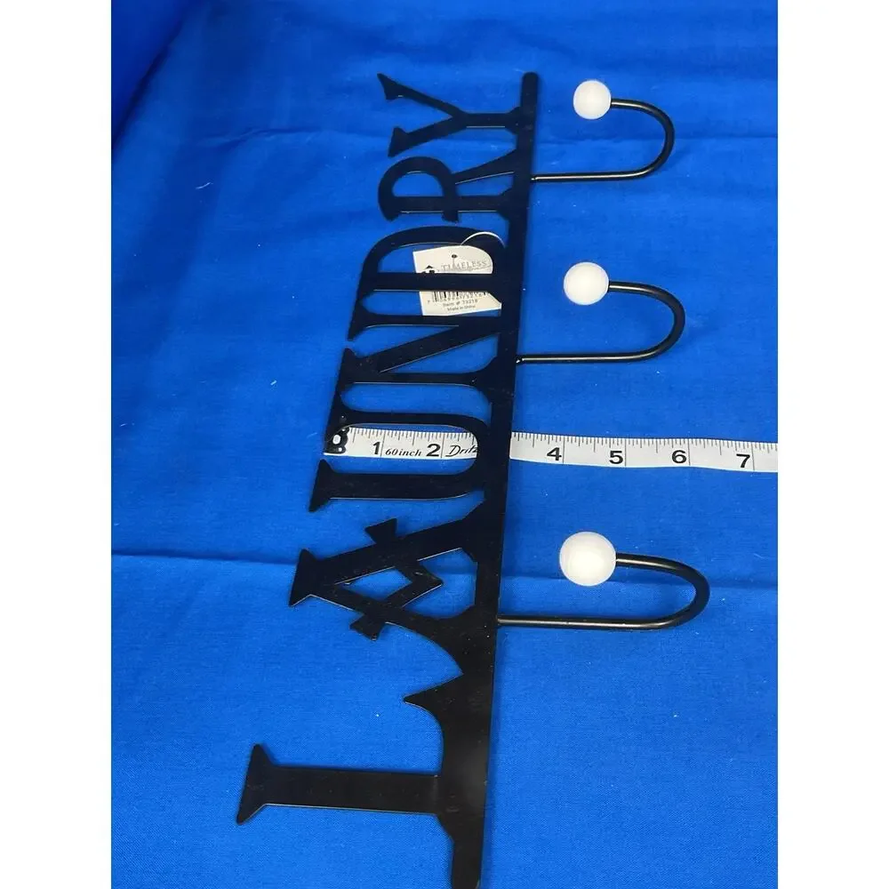 Decorative Laundry Wall Hook - Black Metal with White Ball Accents